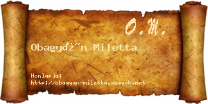 Obagyán Miletta névjegykártya